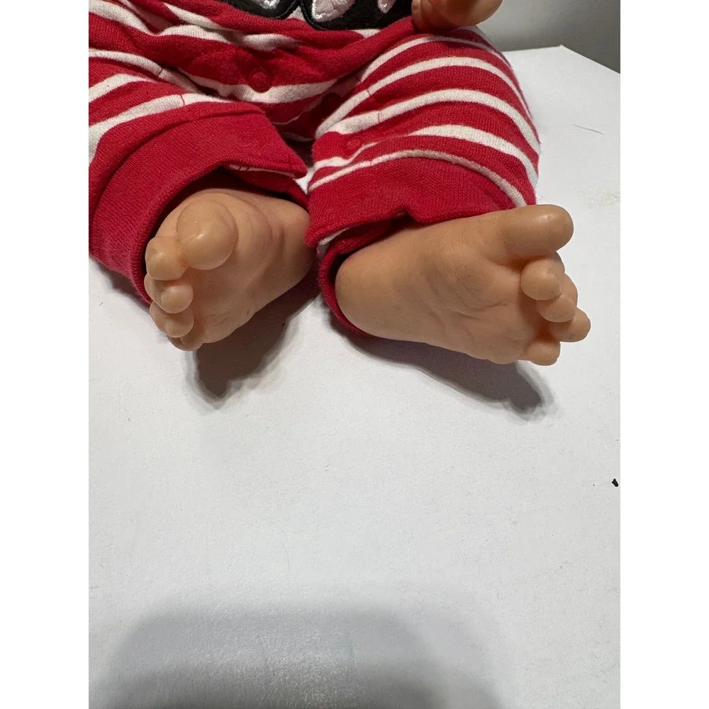 Berenguer Realistic Baby Doll Red White Striped Holiday Gnome Outfit 14 Inch